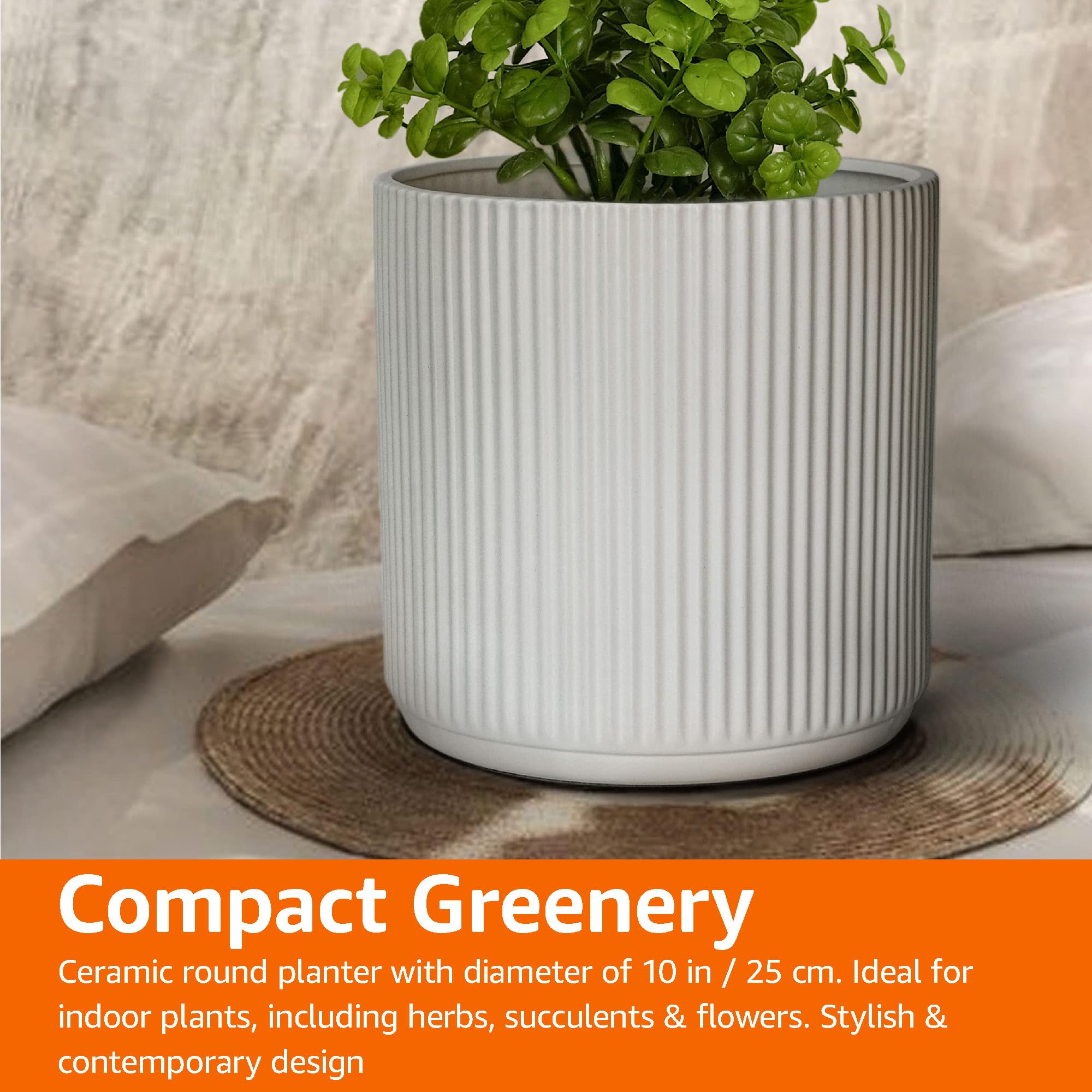 Basics ceramic planter pot with drainage plug included