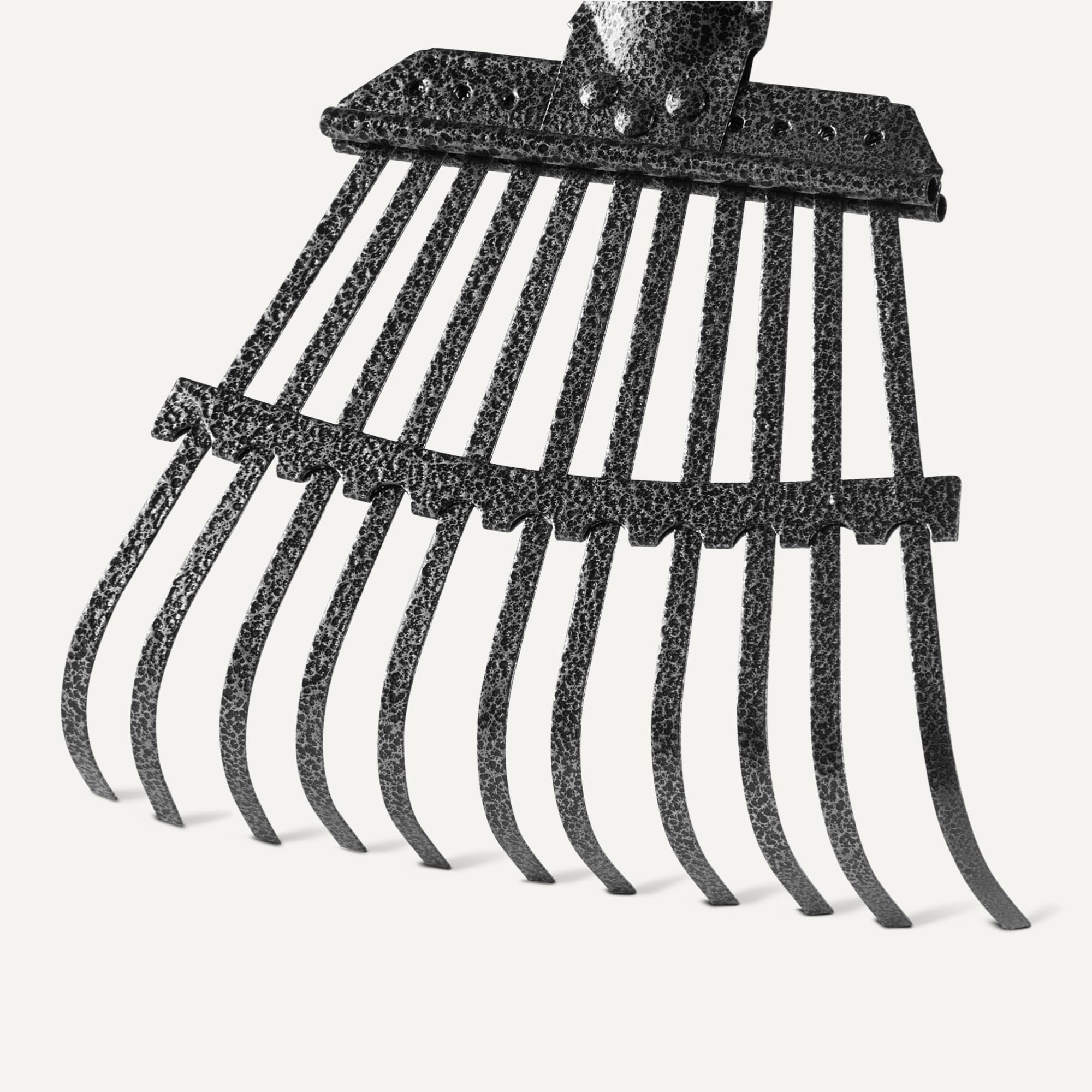 Basics Garden Rake assembled view with adjustable steel handle