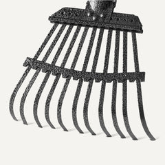 Basics Garden Rake assembled view with adjustable steel handle