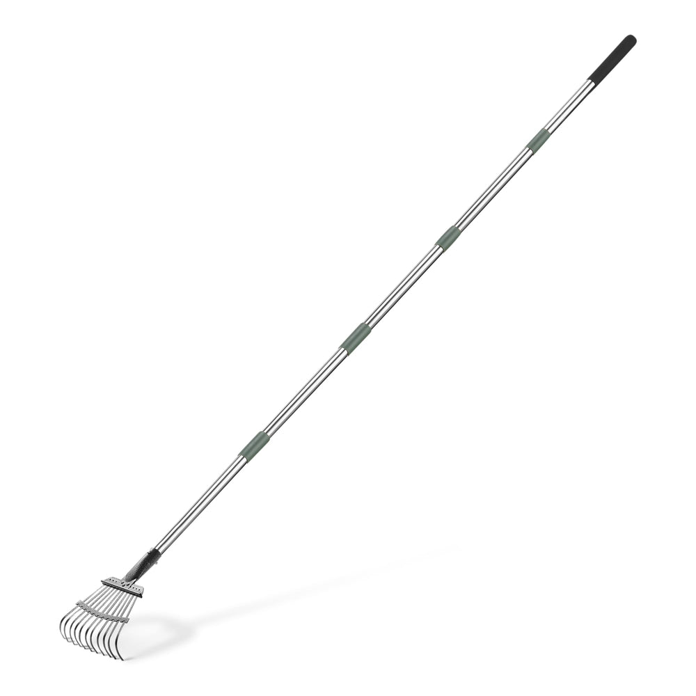 Basics Garden Rake with adjustable handle in olive colour