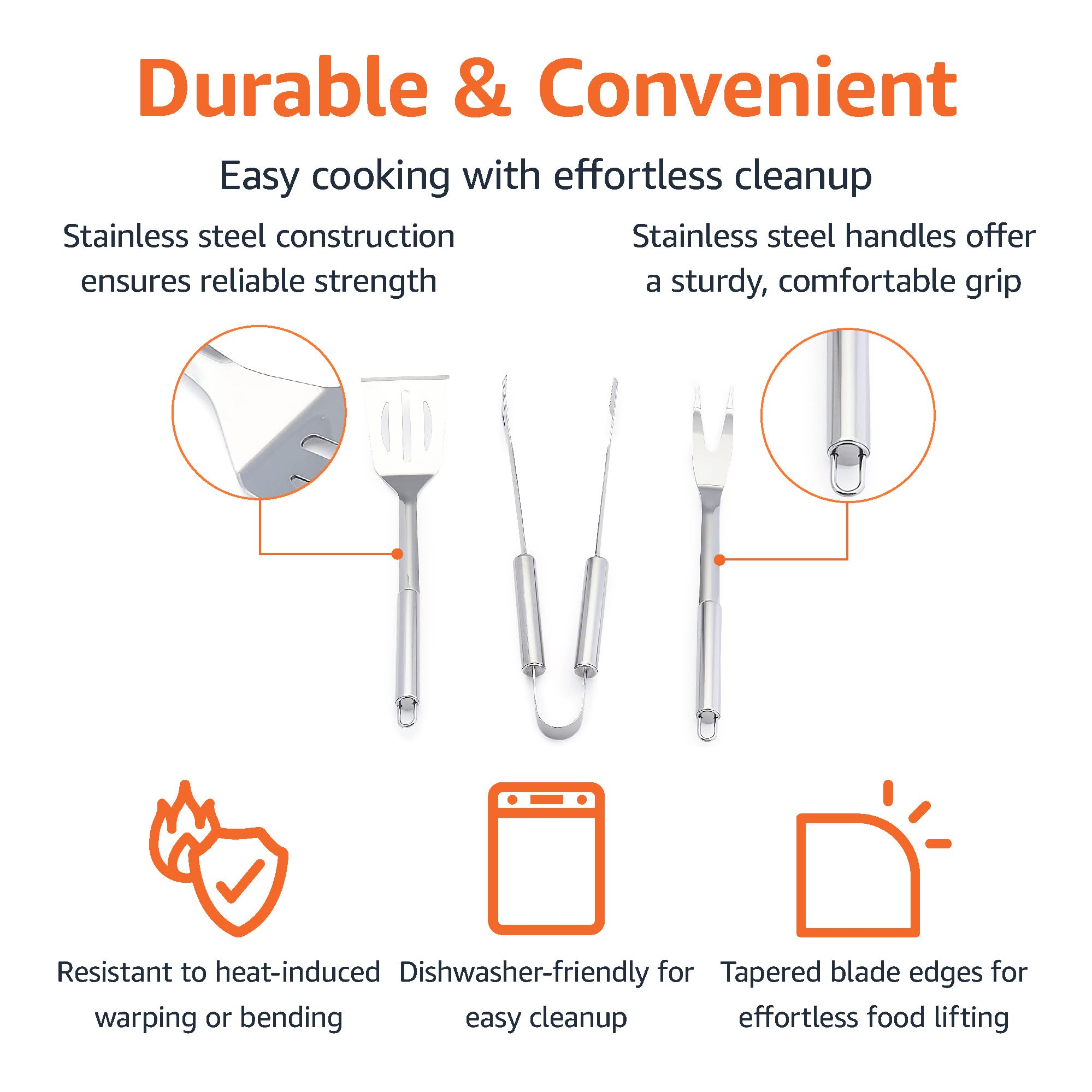 Basics grilling tongs in silver stainless steel
