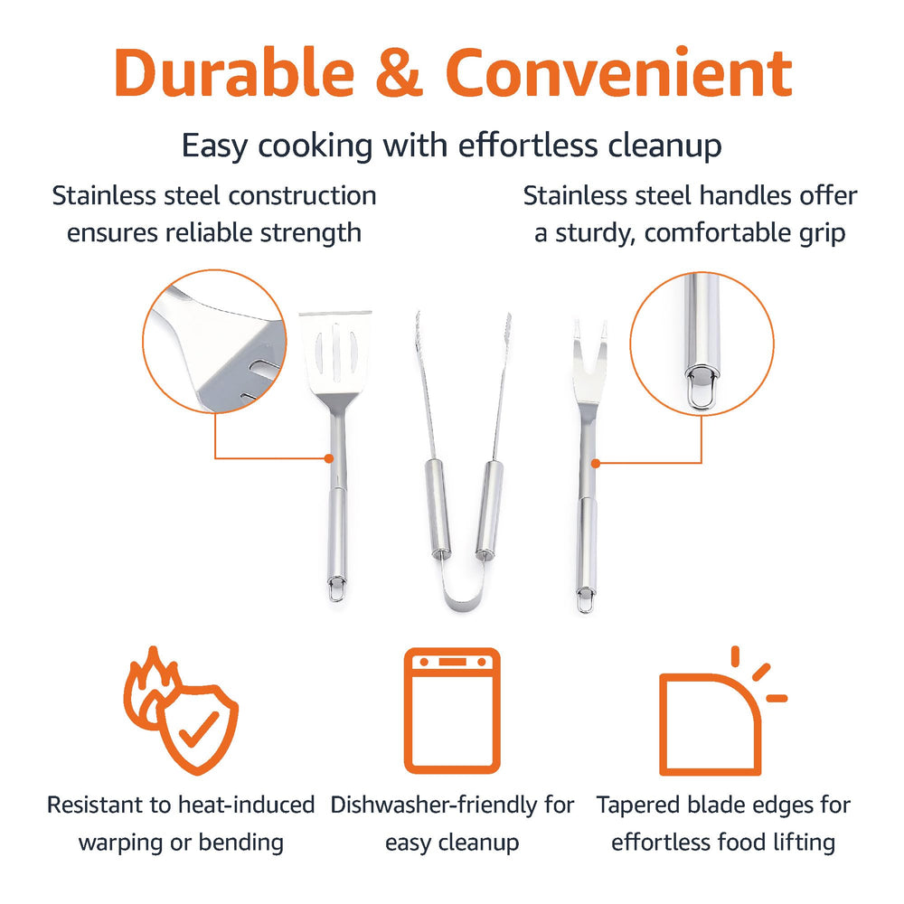 Basics grilling tongs in silver stainless steel