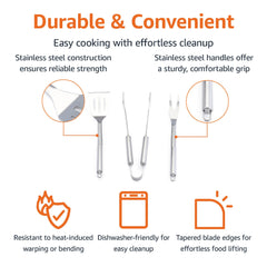 Basics grilling tongs in silver stainless steel