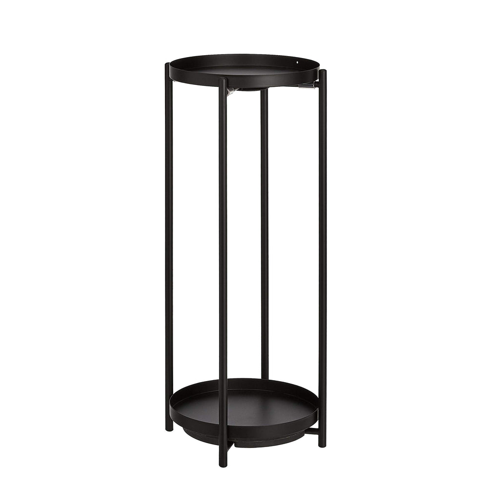 Basics Two-Tier Plant Stand front view, black metal