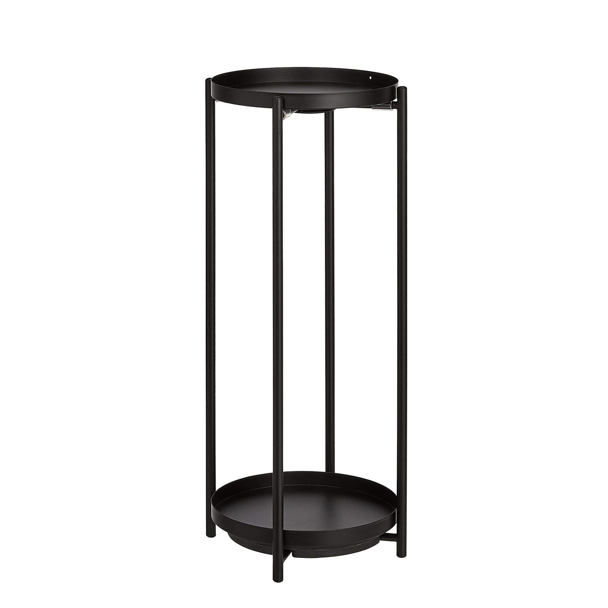 Basics Two-Tier Plant Stand front view, black metal