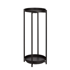 Basics Two-Tier Plant Stand front view, black metal