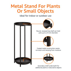 Basics Two-Tier Plant Stand in a garden setting