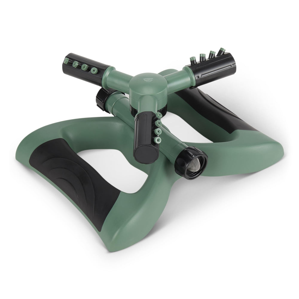 Basics Whirling Rotating Lawn Sprinkler front view showing adjustable arms