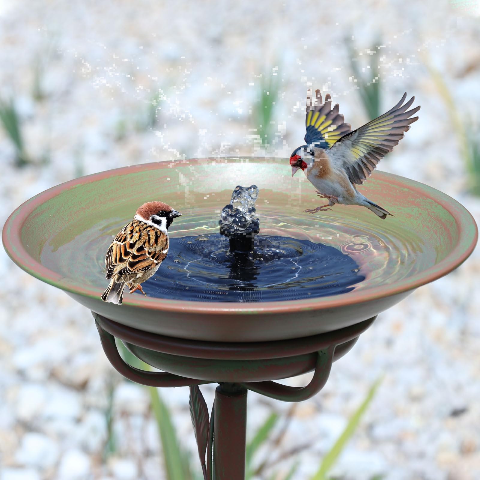 Basin of MNRYLKB Solar Bird Bath showing depth