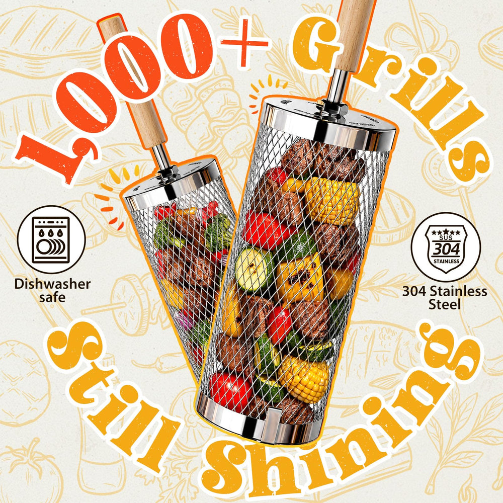 Basinel Grill Basket next to BBQ grill setup