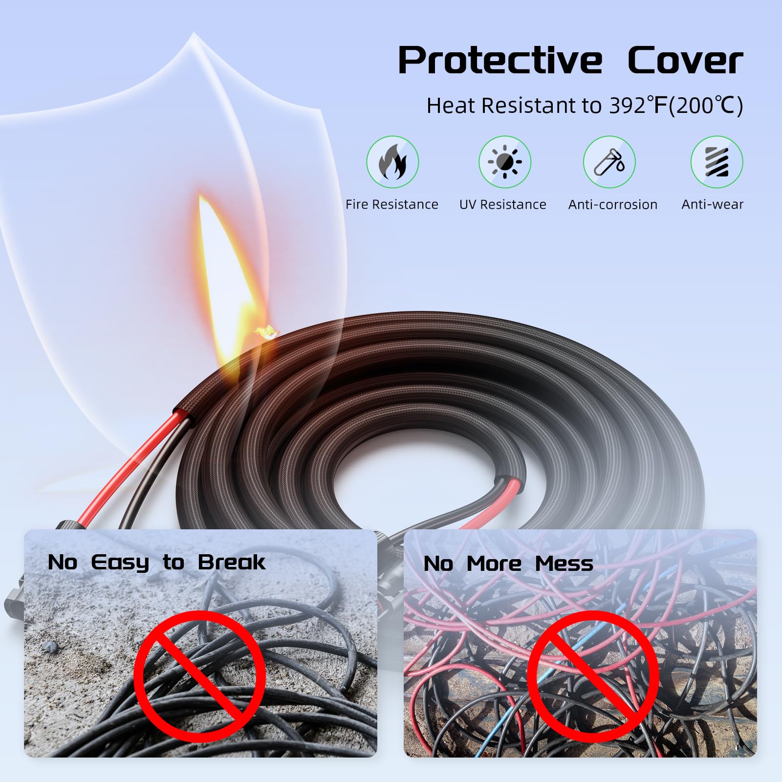 Bateria Power solar cable with protective sleeving