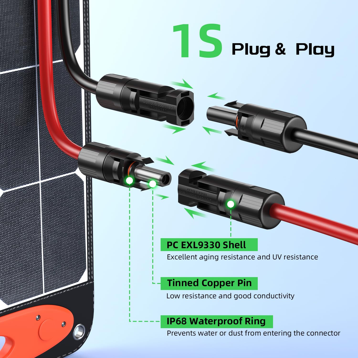 Bateria Power Solar Extension Cable rear view