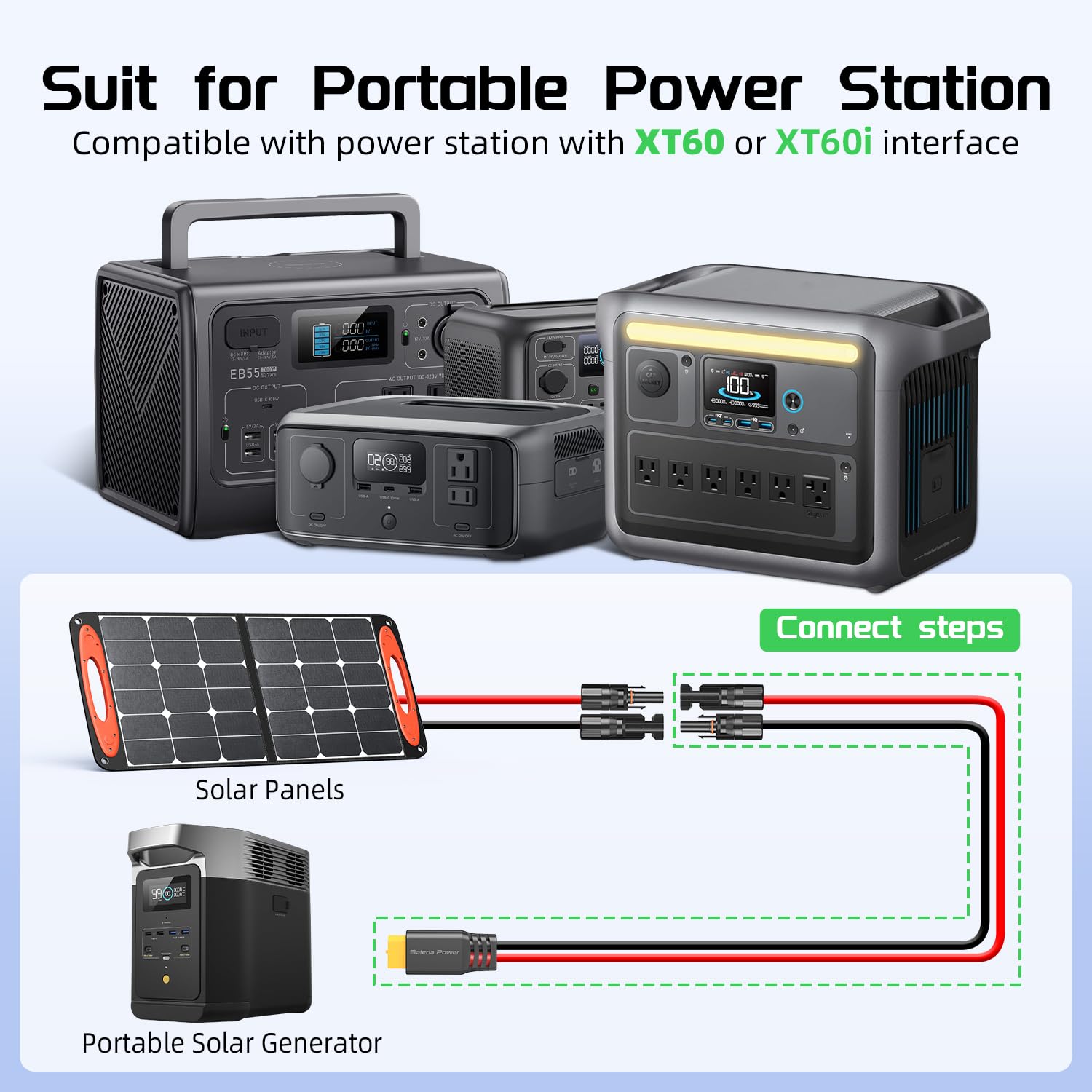 Bateria Power Solar Extension Cable XT60 connector detail