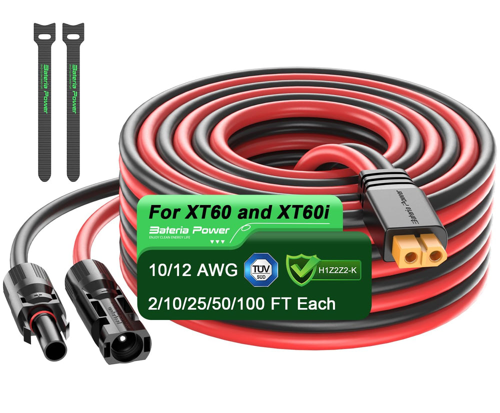 Bateria Power Solar to XT60 Extension Cable 50FT front view