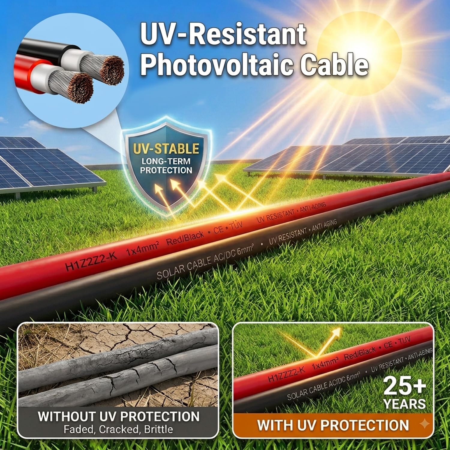 Bateria Power Solar to XT60 Extension Cable 50FT in outdoor setup