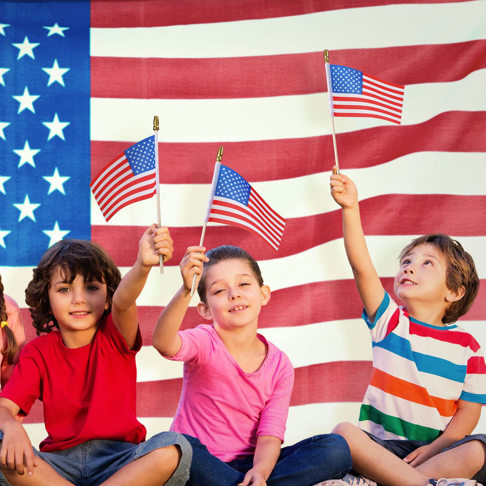 Batiyeer mini handheld flags arranged for a 4th of July celebration