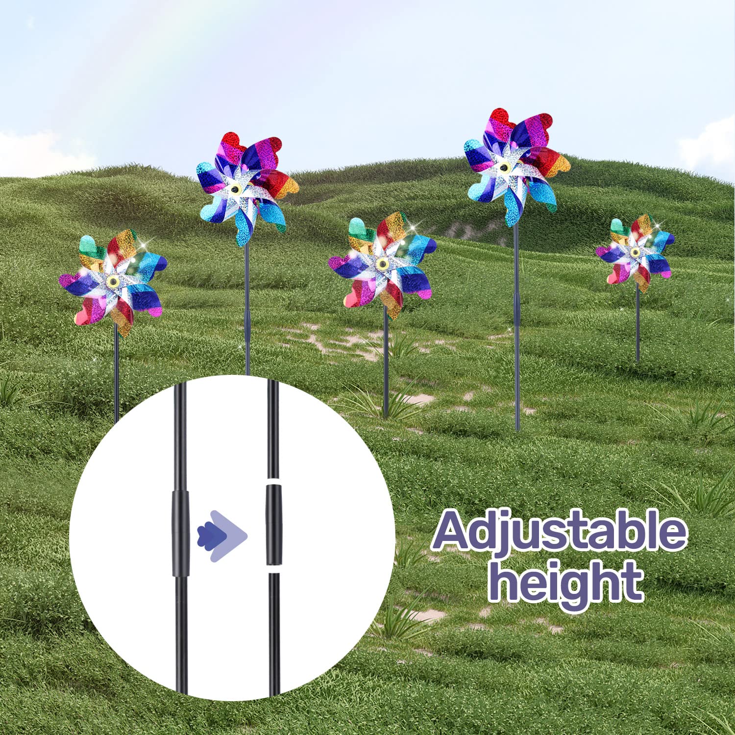 BATTIFE pinwheels showing adjustable height