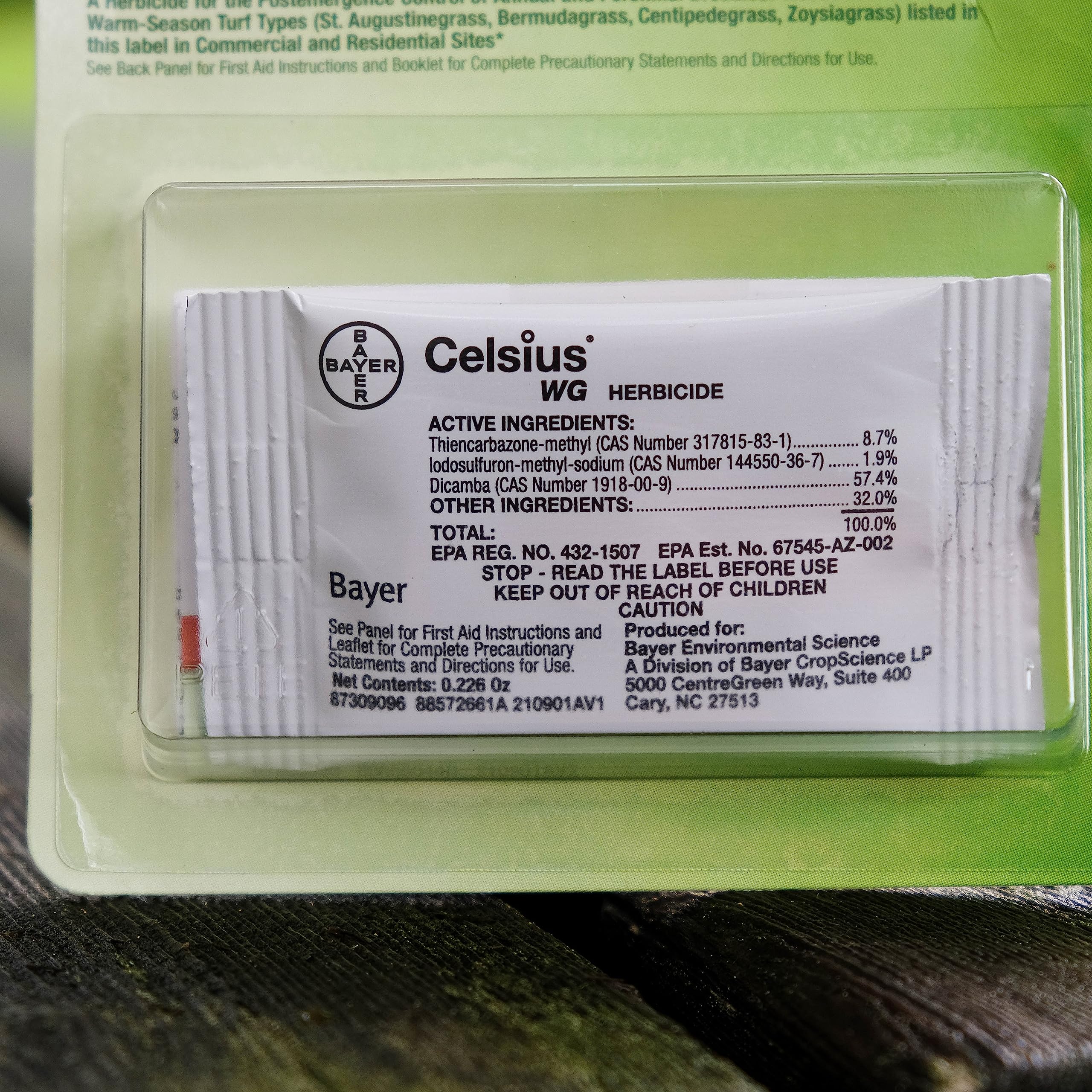 Bayer Celsius WG Easy Mix Packet beside mixed solution