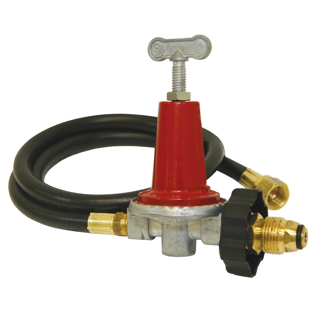 Bayou Classic Adjustable Propane Regulator with 48-inch hose front view