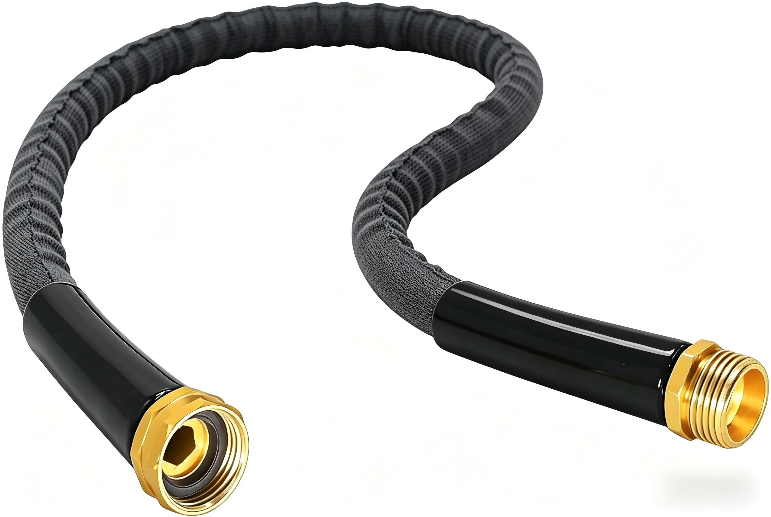 BazeSync 15FT garden hose in grey, coiled view