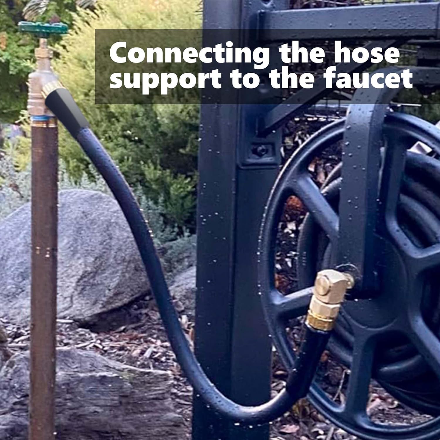 BazeSync 15FT garden hose packaging with features listed