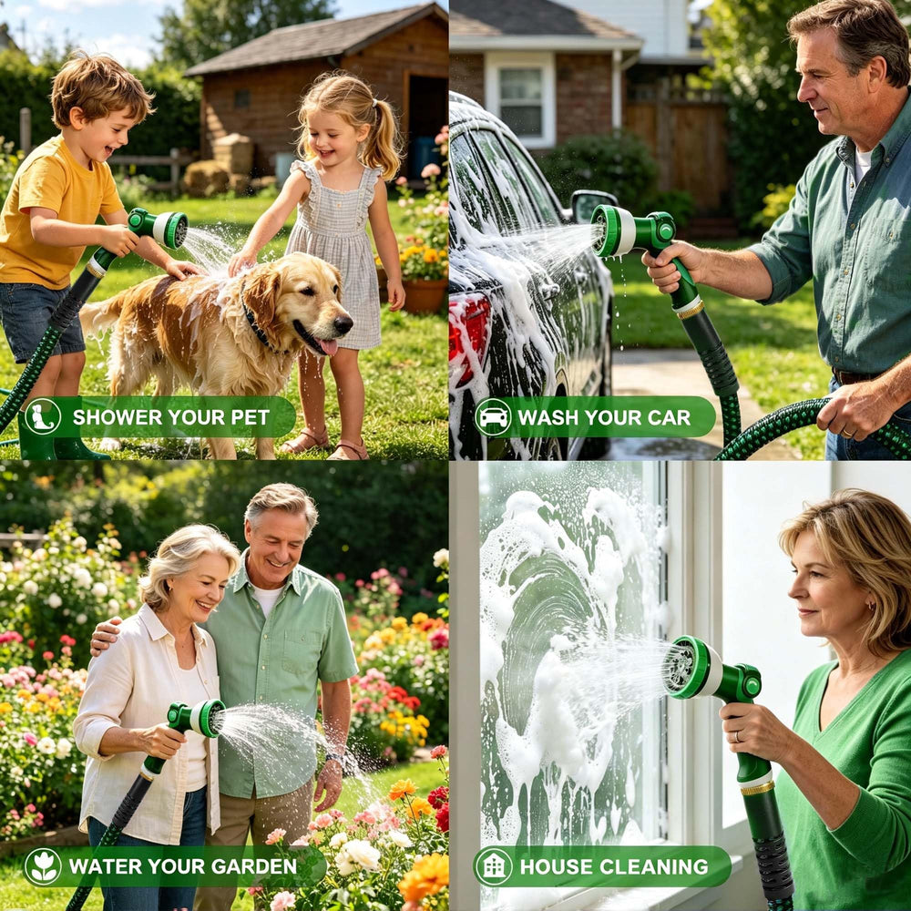 BazeSync 25FT Garden Hose package contents with extra washers