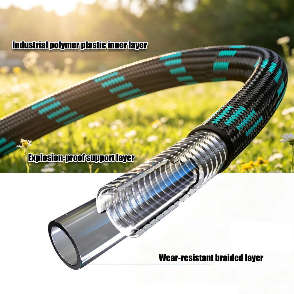 BazeSync Garden Hose 25FT lying flat showing kink-free design