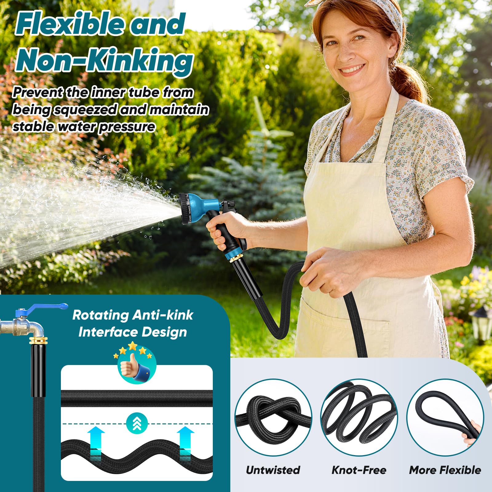 BAZOLOTA garden hose with 10-function nozzle