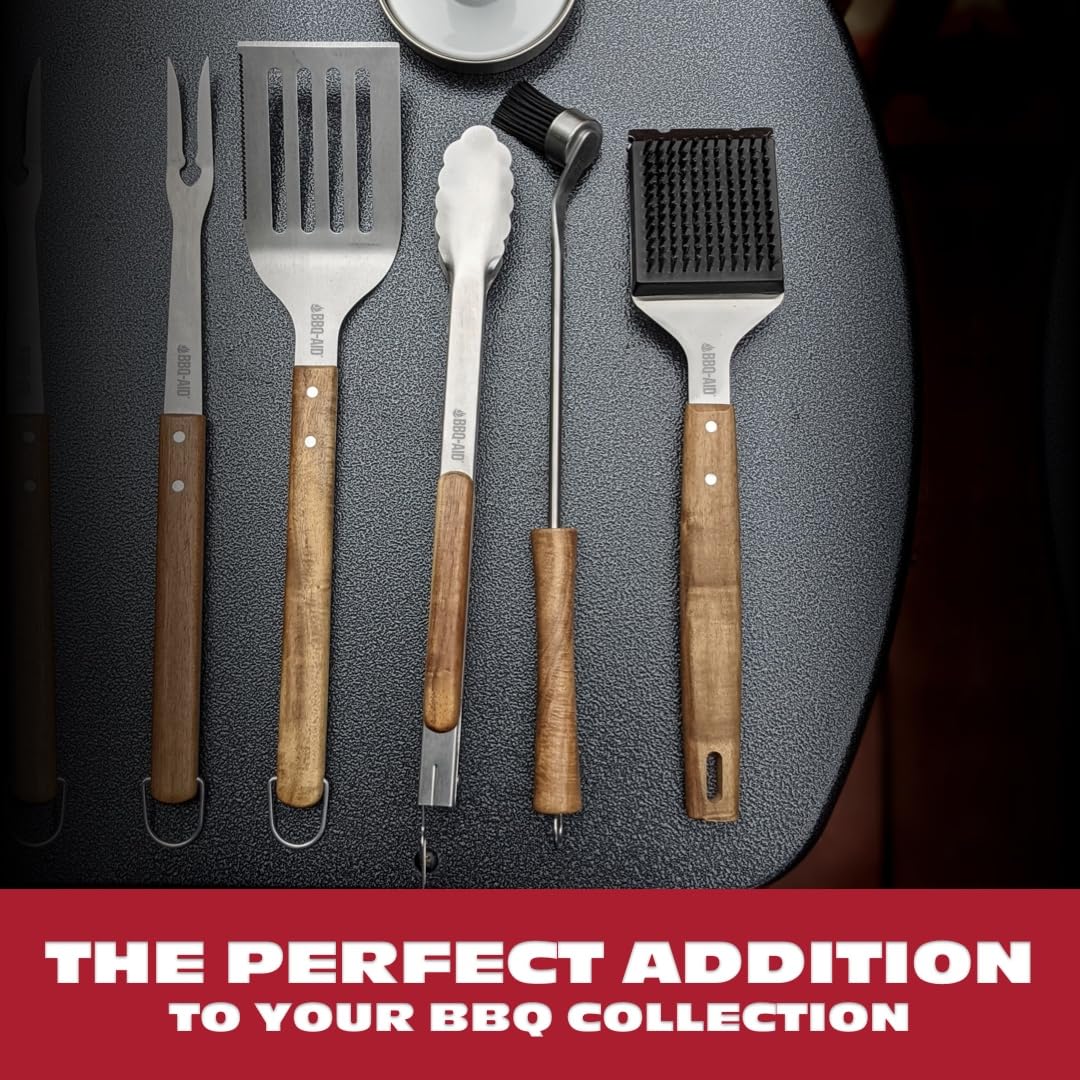 BBQ-Aid basting brush displayed with various BBQ sauces