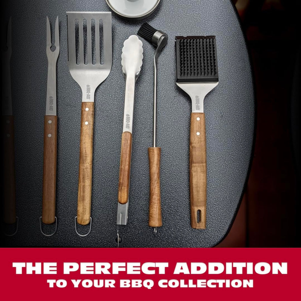 BBQ-Aid basting brush displayed with various BBQ sauces