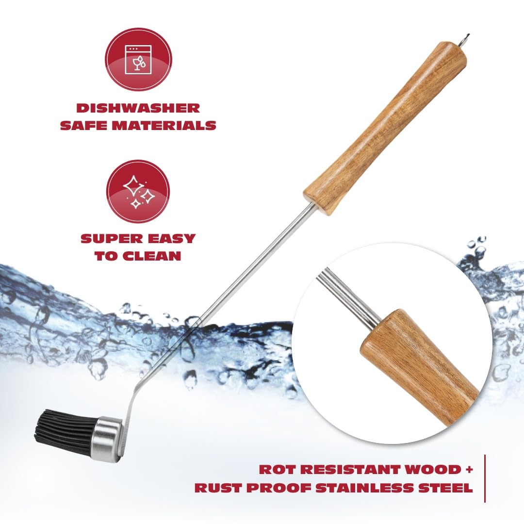 BBQ-Aid basting brush with acacia wood handle on a table