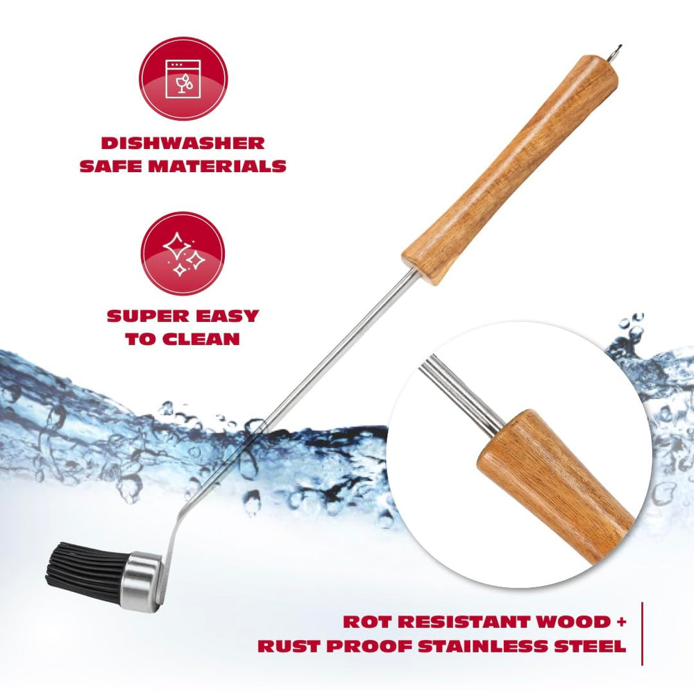 BBQ-Aid basting brush with acacia wood handle on a table