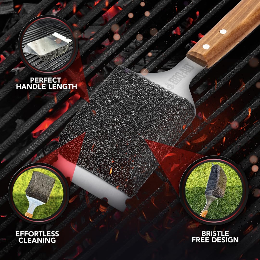BBQ-Aid Bristle Free Grill Brush Cleaner close-up of brush head