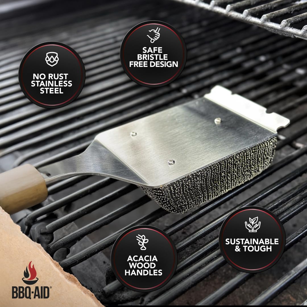 BBQ-Aid Bristle Free Grill Brush Cleaner with replacement head