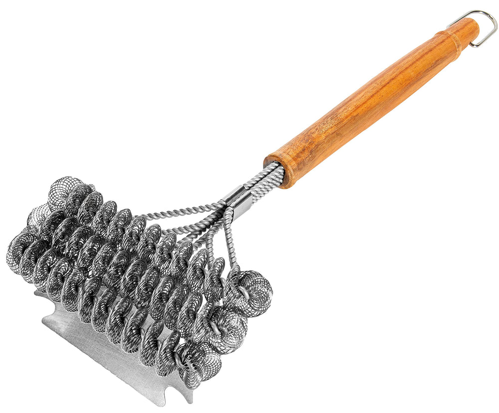 BBQ-Aid Grill Brush 17-inch front view with stainless steel bristles