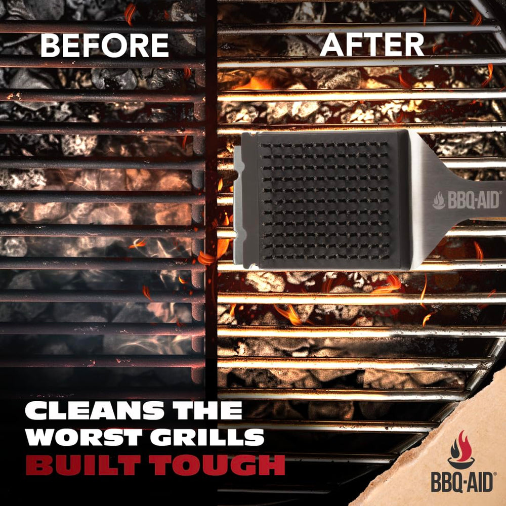 BBQ-Aid Grill Brush on a clean grill surface