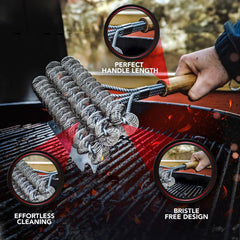 BBQ-Aid Grill Brush on a grill showing cleaning action