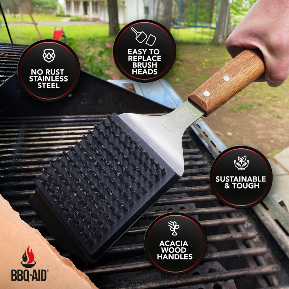 BBQ-Aid Grill Brush with dimensions and specifications