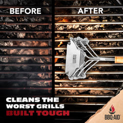 BBQ-Aid Grill Brush with scraper included in packaging