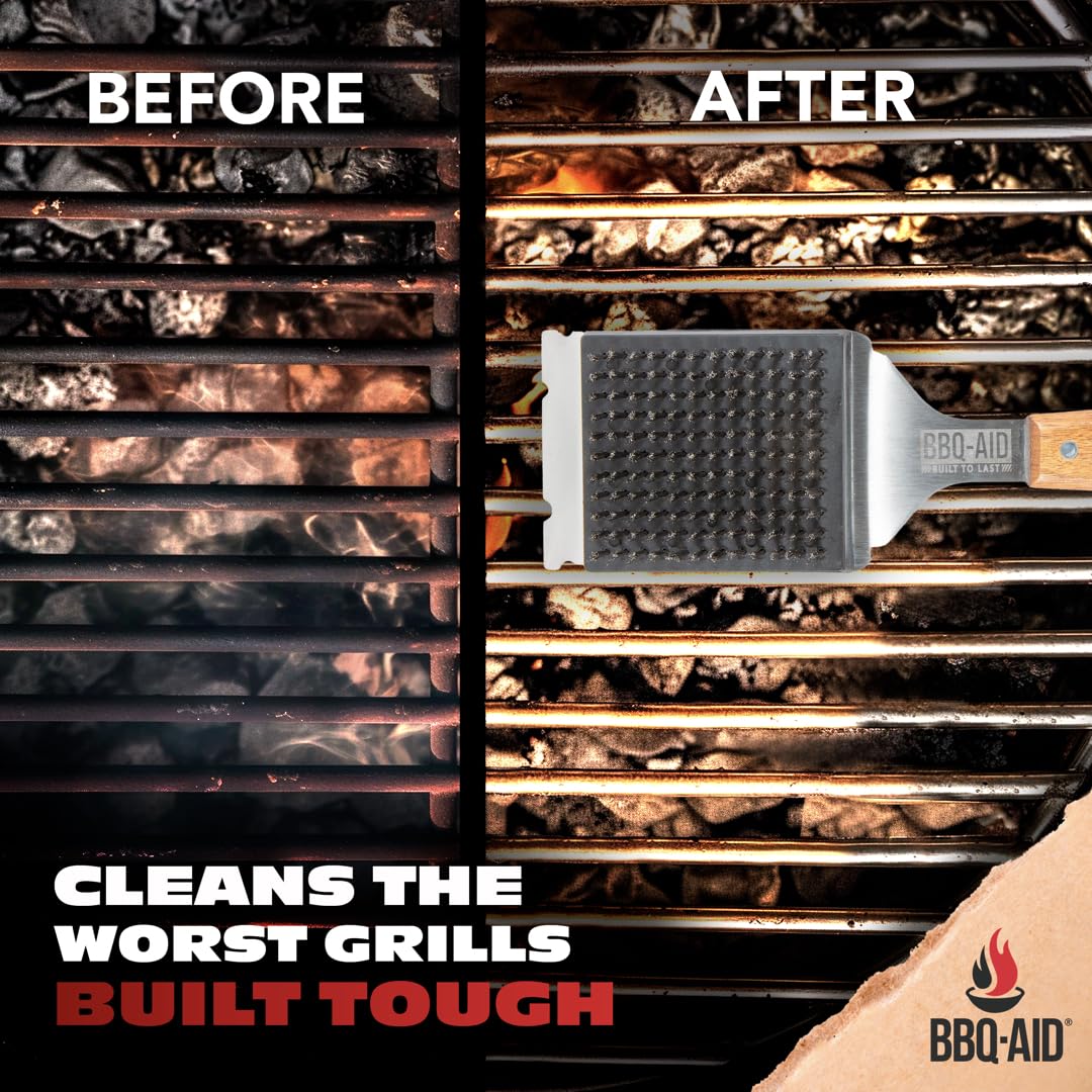 BBQ-Aid heavy-duty grill brush replacement head close-up