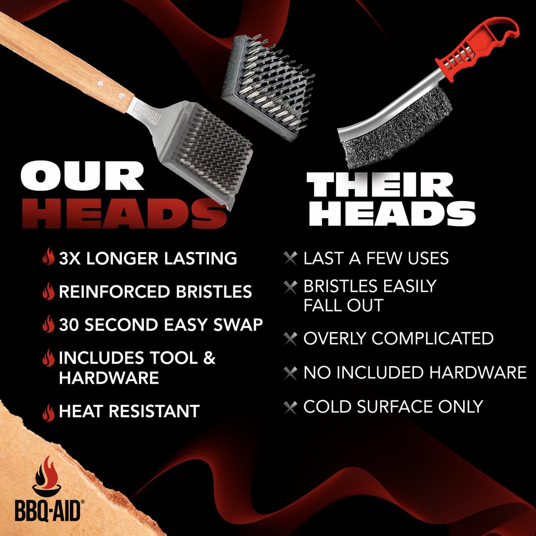 BBQ-Aid replacement head next to BBQ grill tools