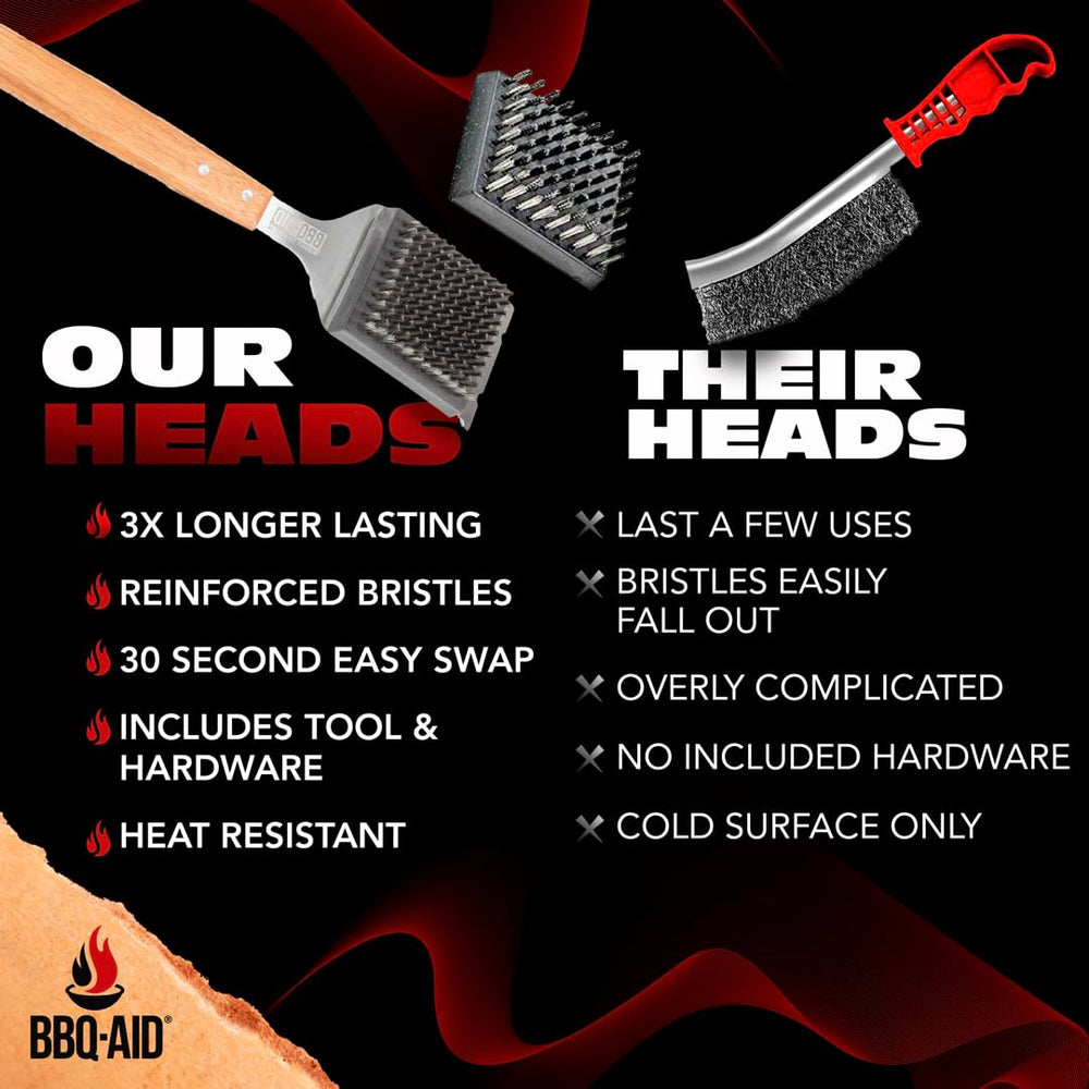 BBQ-Aid replacement head next to BBQ grill tools