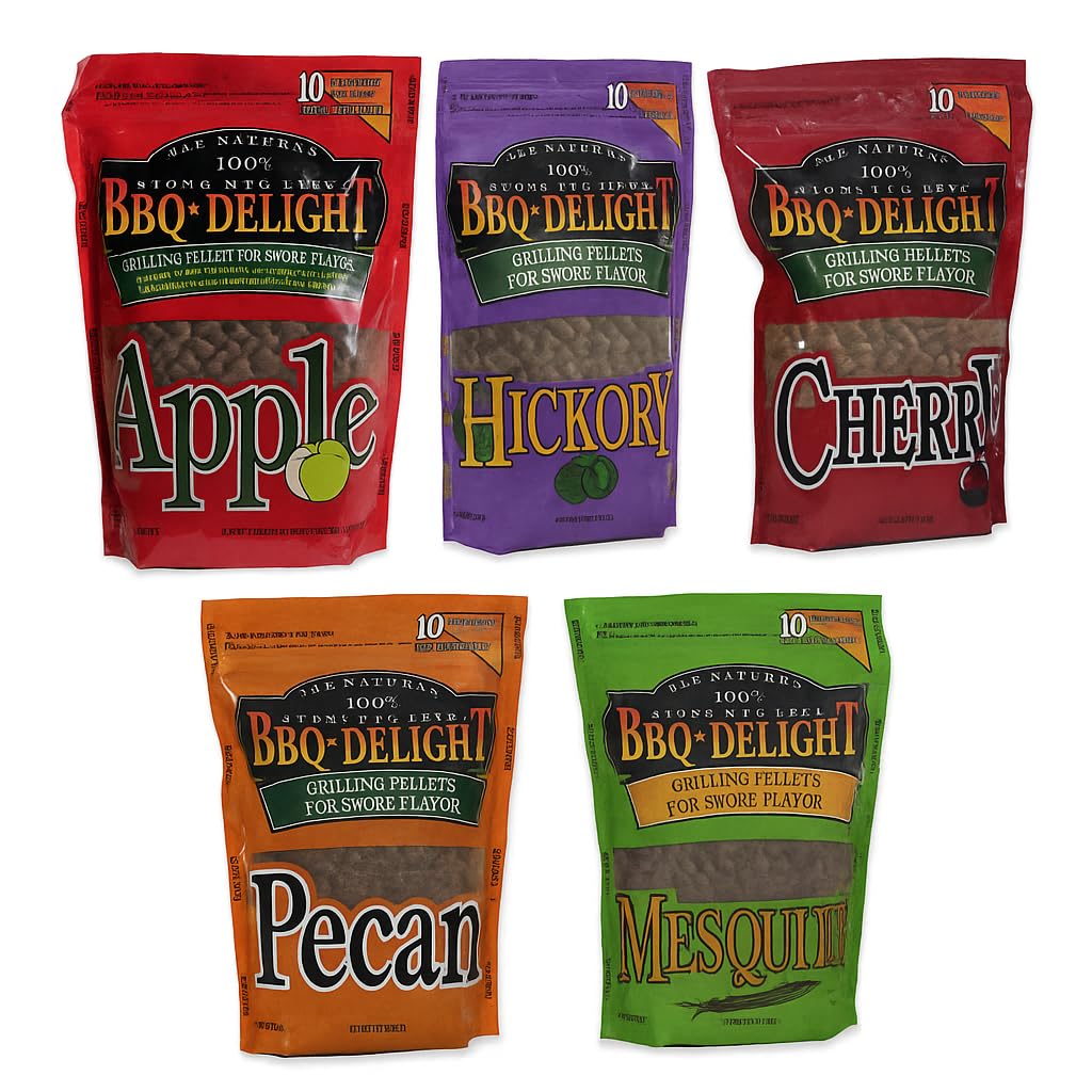 BBQ'rs Delight Wood Smoking Pellets Variety Pack front view with five bags