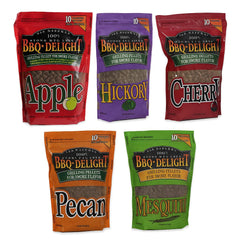 BBQ'rs Delight Wood Smoking Pellets Variety Pack front view with five bags