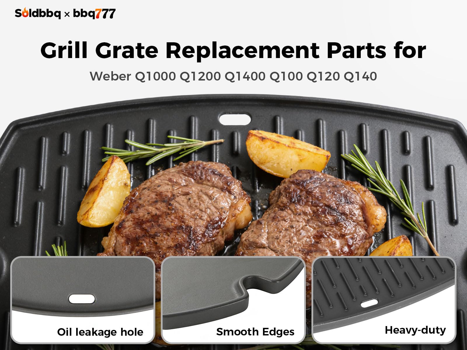 bbq777 Cast Iron Grill Griddle textured surface