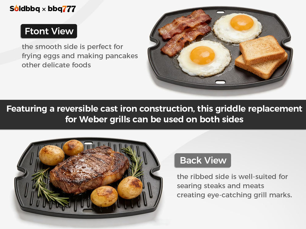 bbq777 Cast Iron Grill Griddle with cooking ingredients