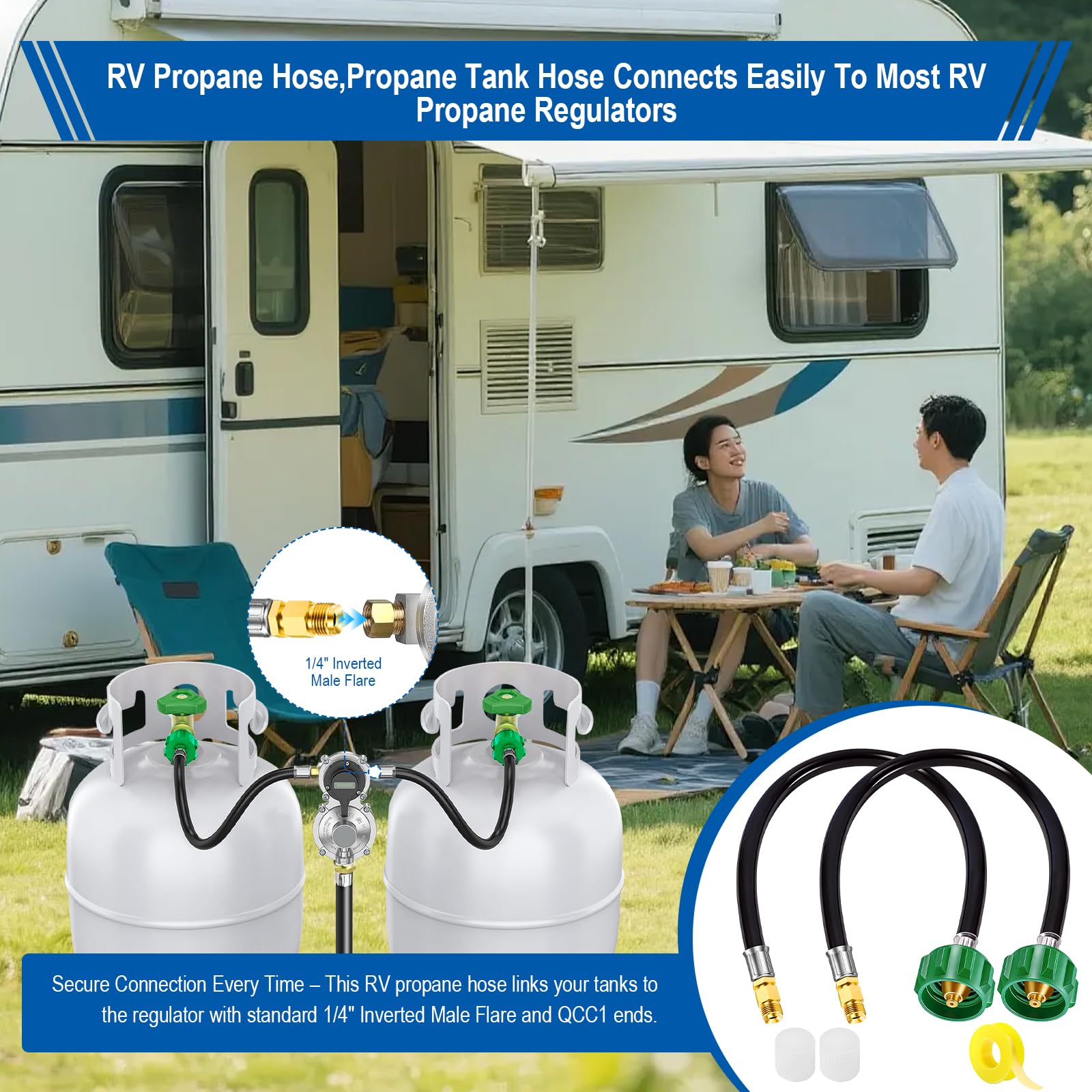 BBQHKCX propane hose in outdoor cooking setup