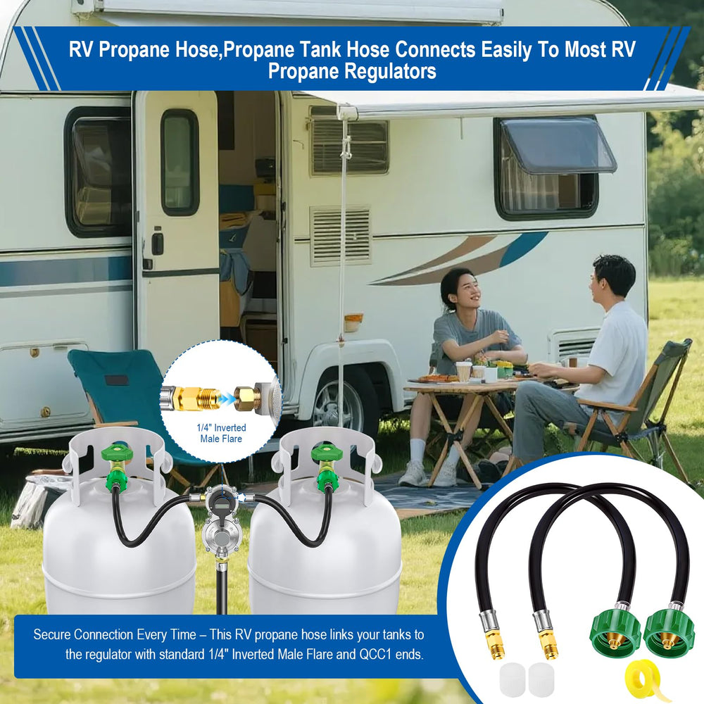 BBQHKCX propane hose in outdoor cooking setup