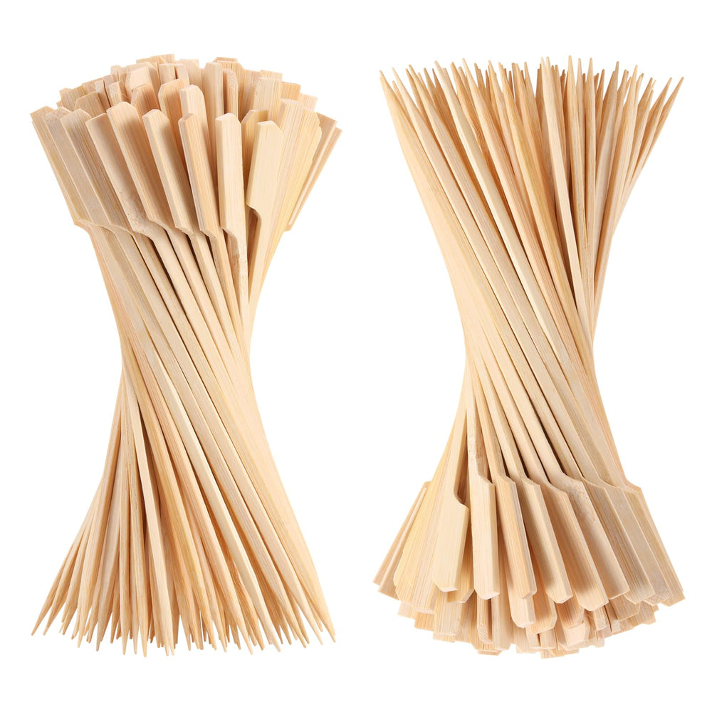 BBQStyle bamboo skewers alongside appetizers
