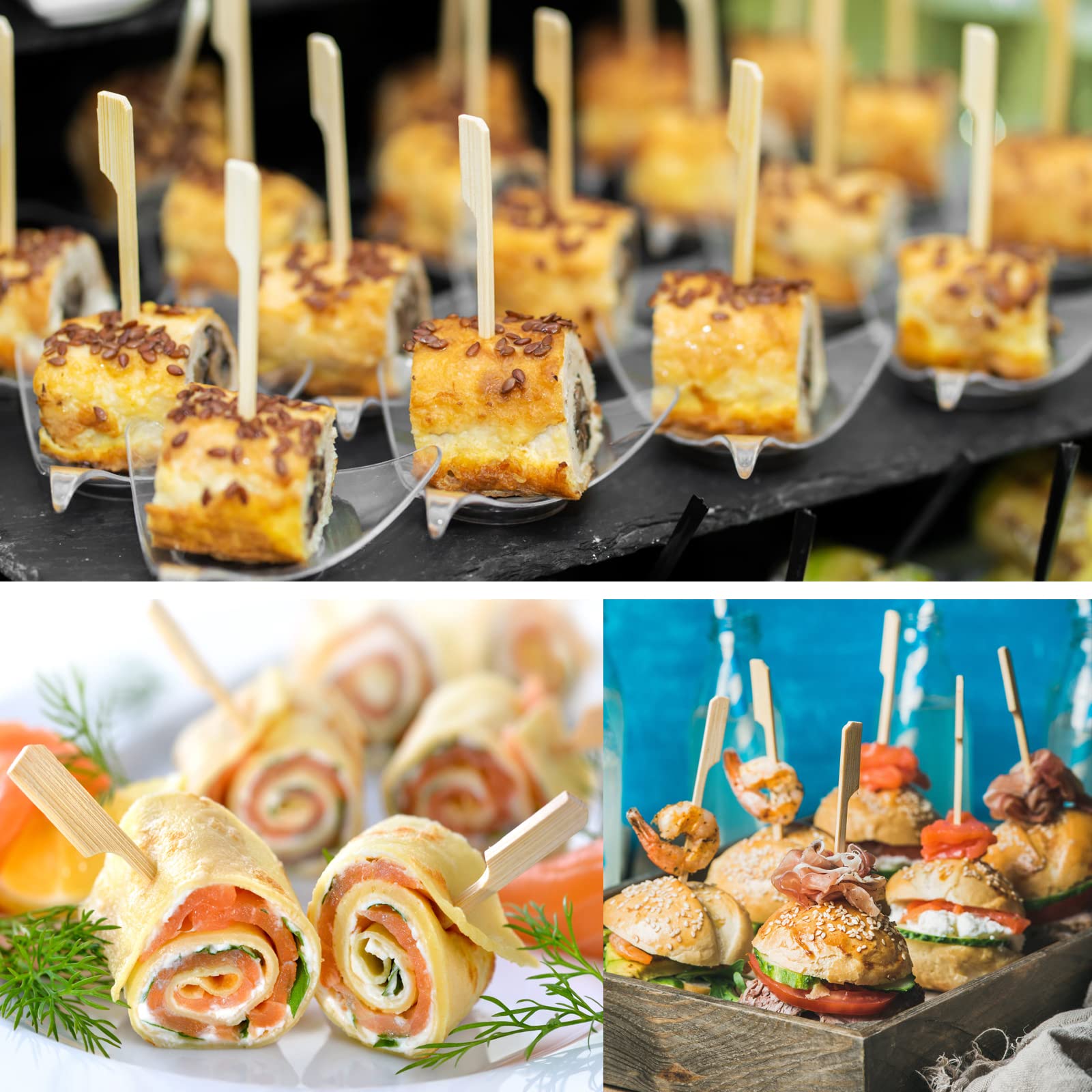BBQStyle bamboo skewers ready for grilling kebabs